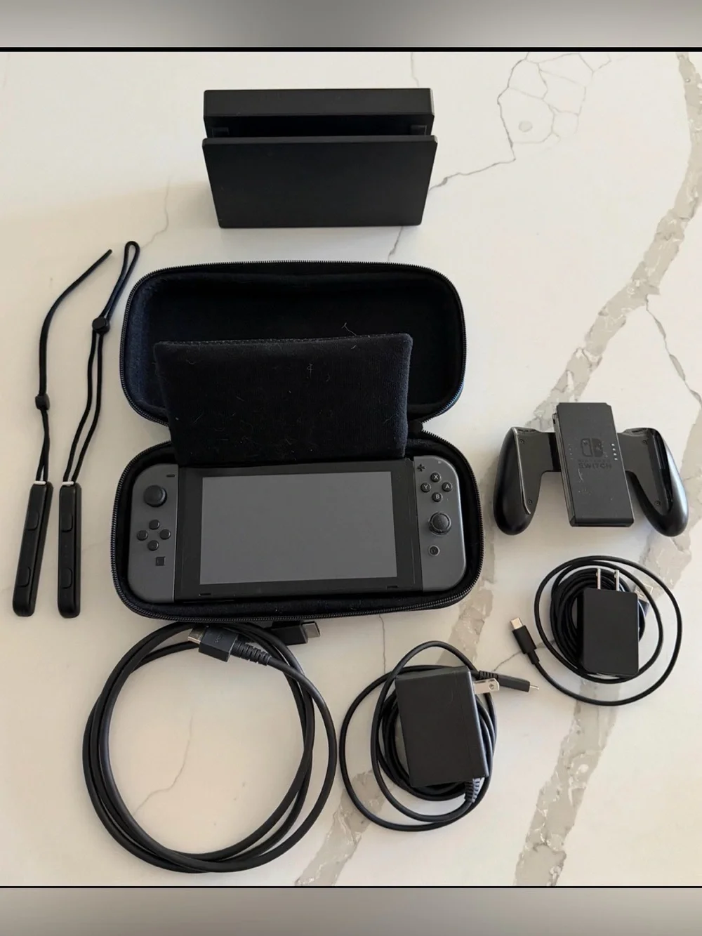 Nintendo Switch Console Gray Joy-Con Bundle w/Dock Case & Accessories